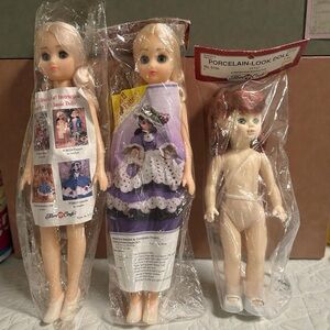 2 Fibre Craft Classic Dolls 15" Blonde Hair Blue Eyes, Porcelain Look Doll 11.5”